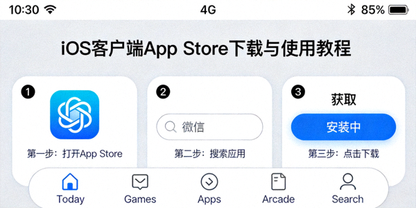 iOS客户端App Store下载与使用教程界面截图