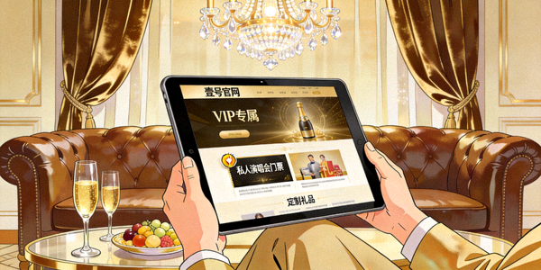 用户通过壹号官网享受VIP娱乐服务的场景插图，展示尊贵特权与专属内容